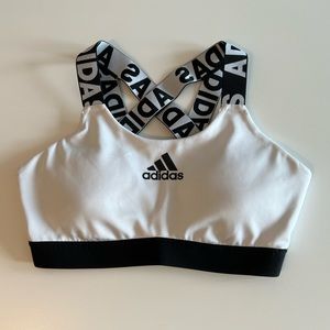 Adidas Sports Bra in Black and White with criss-cross straps